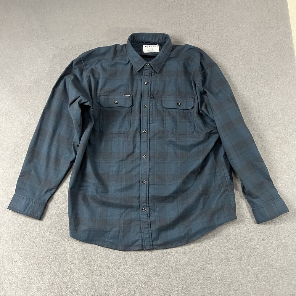 Poncho Shirt Mens 2XL Blue Regular Fit Long Sleeve Western Performance